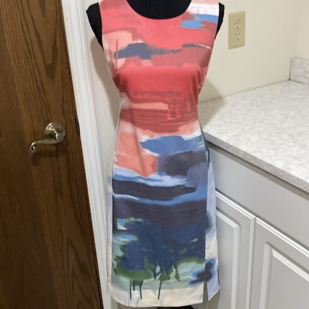Beautiful Emerson Rose watercolor painting sheath dress